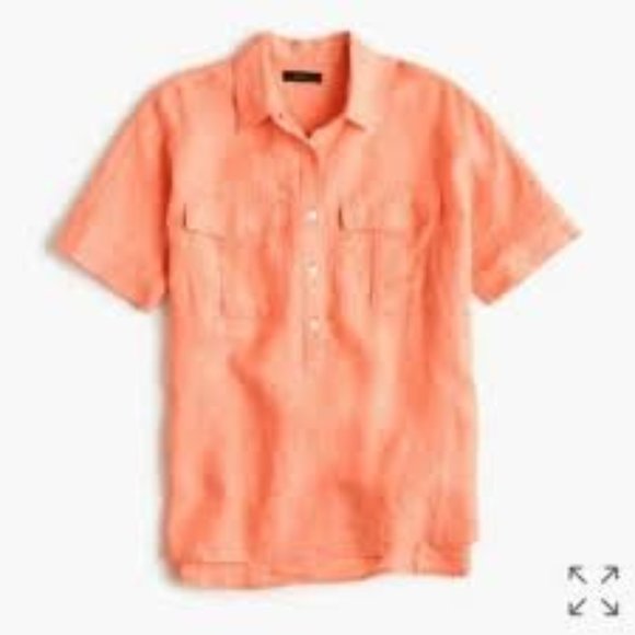 J. Crew Baird McNutt Irish linen popover top sz 8 - Picture 1 of 13